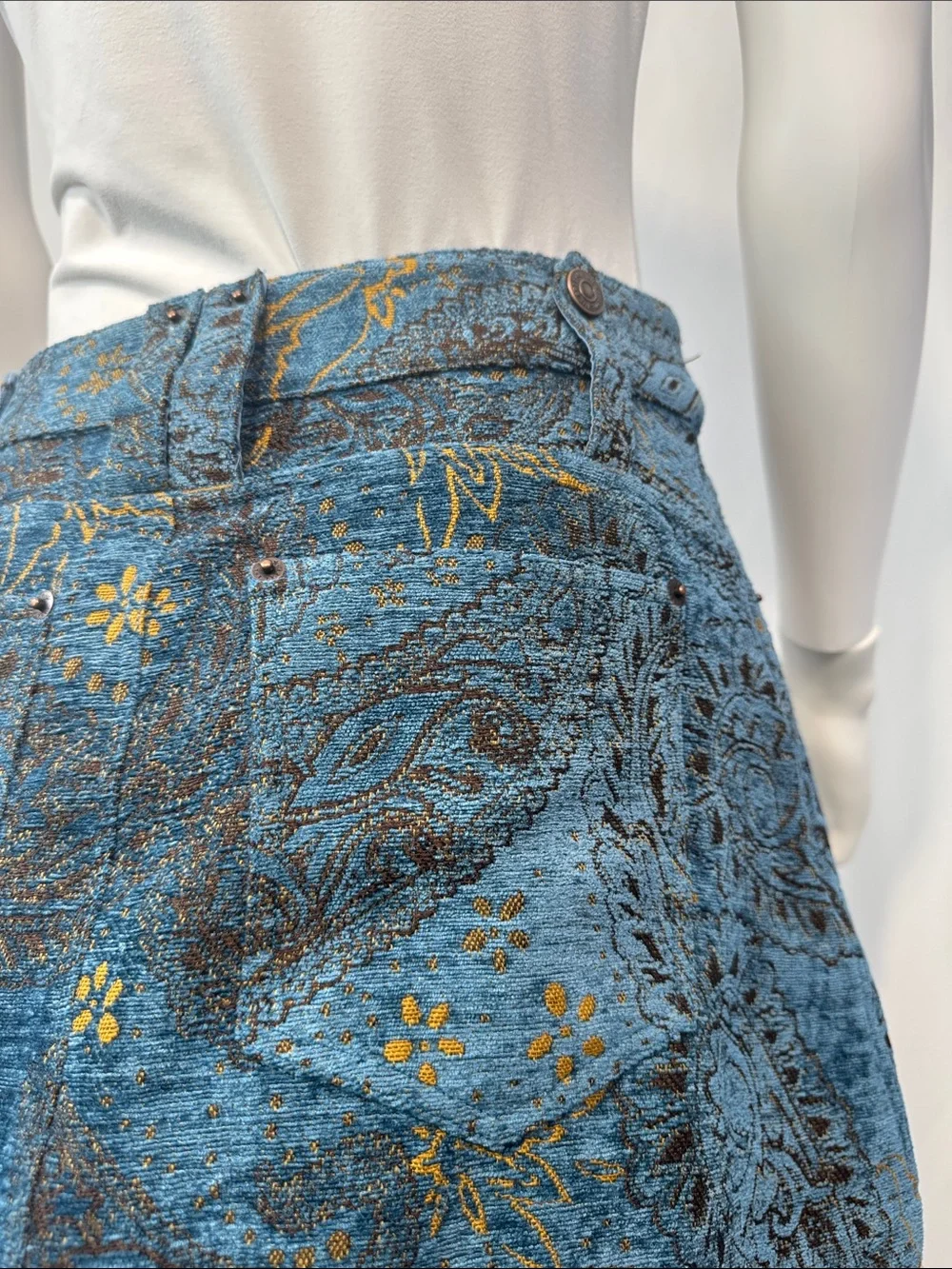 Free People Micah Mini Skirt Blue Jacquard Chenille Brocade Size 2 NWT - Picture 12 of 14